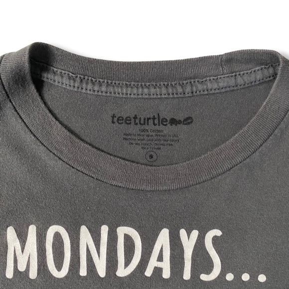 Monday Grumpy Hedgehog with Coffee graphic t-shirt 100% Cotton, Soft Gray - Picture 7 of 11